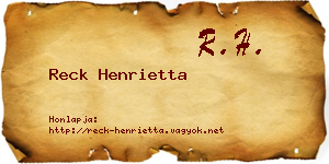 Reck Henrietta névjegykártya