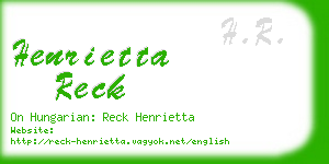 henrietta reck business card